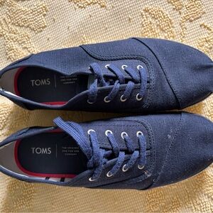 TOMS platform Navy Canvas Shoes